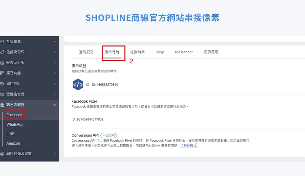 SHOPLIE商線官方網站串接像素